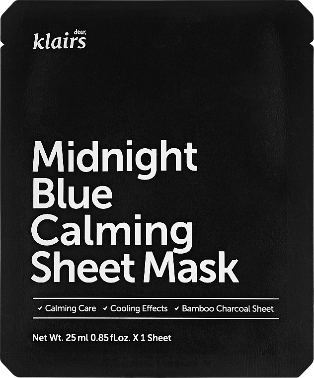 Klairs Заспокійлива маска для обличчя Midnight Blue Calming Sheet Mask - фото N1