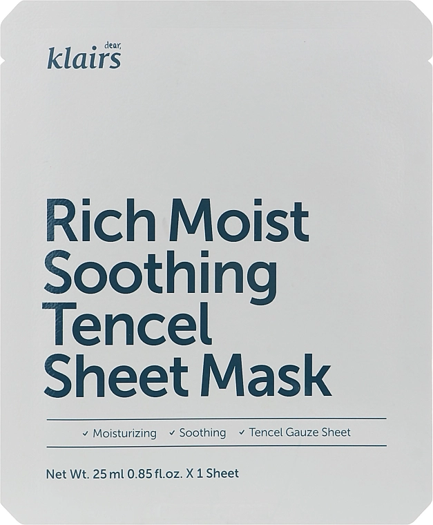 Klairs Зволожувальна тканинна маска Rich Moist Soothing Tencel Sheet Mask - фото N1