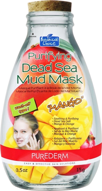 Purederm Маска очищувальна для обличчя з глиною мертвого моря "Манго" Purifying Dead Sea Mud Mask With Mango - фото N1