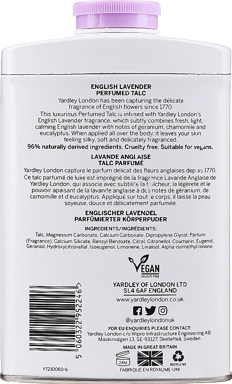 Yardley Парфумований тальк Original English Lavender Perfumed Talc - фото N2