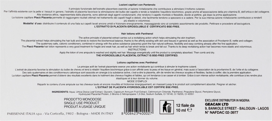Black Professional Line Лосьйон для волосся з плацентою Placenta Pantovit Hair Ampoules - фото N3