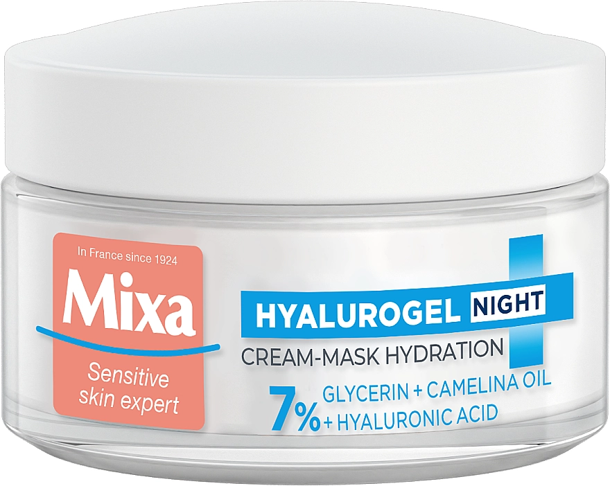 Mixa Нічний крем-маска для відновлення чутливої шкіри обличчя з гліцерином і гіалуроновою кислотою Hyalurogel Hyalurogel Night Hydrating Cream-Mask - Hyalurogel Hyalurogel Night Hydrating Cream-Mask - фото N2