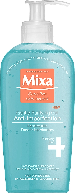 Mixa Очищувальний гель для вмивання для чутливої шкіри обличчя, схильної до недосконалостей Anti-imperfection Gentle Purifying Gel - фото N1