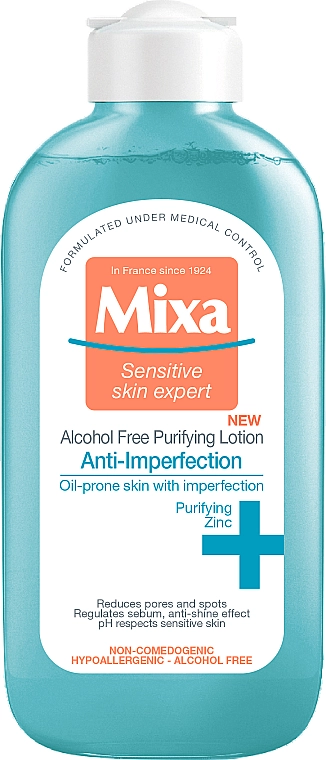 Mixa Очищувальний лосьйон без спирту для чутливої шкіри обличчя Anti-imperfection Alcohol Free Purifying Lotion - фото N1