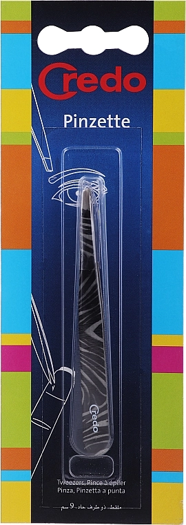 Credo Solingen Пінцет "Zebra" для брів скошений, 9 см, 16117 - фото N1