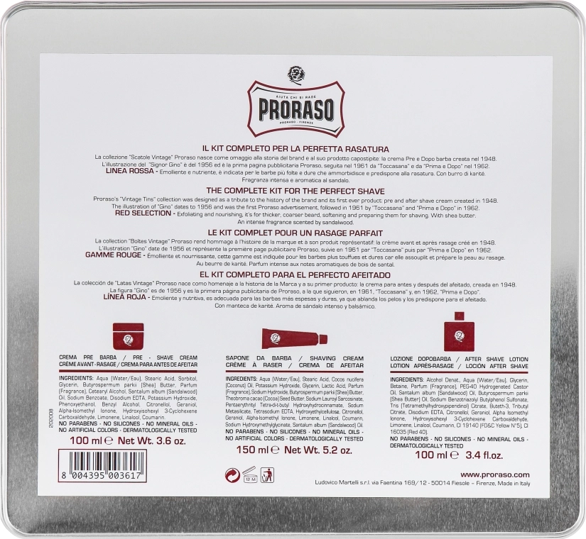 Proraso Набор Vintage Selection Primadopo (cr/100 ml + sh/cr/150 ml + ash/lot/100 ml) - фото N6