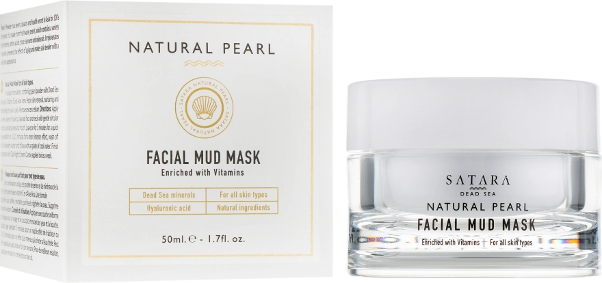 Satara Грязевая маска для лица на основе грязей, минералов и солей Мёртвого моря Natural Pearl Facial Mud Mask - фото N1
