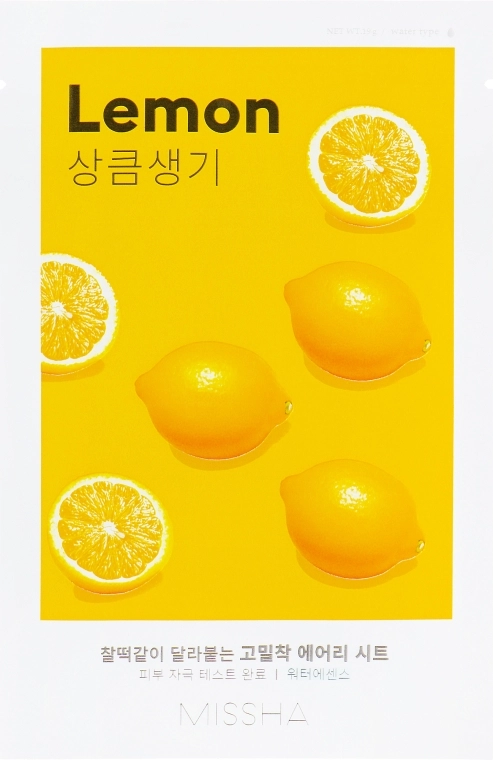 Маска для обличчя з екстрактом лимона - Missha Airy Fit Lemon Sheet Mask, 19 г - фото N1