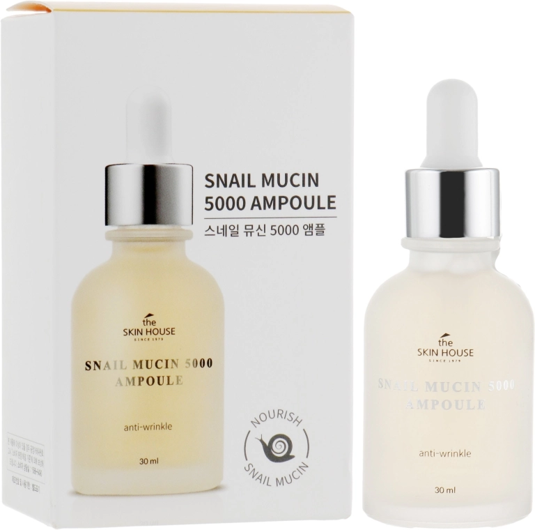 The Skin House Омолаживающая ампульная сыворотка с муцином улитки и коллагеном Snail Mucin 5000 Ampoule - фото N1