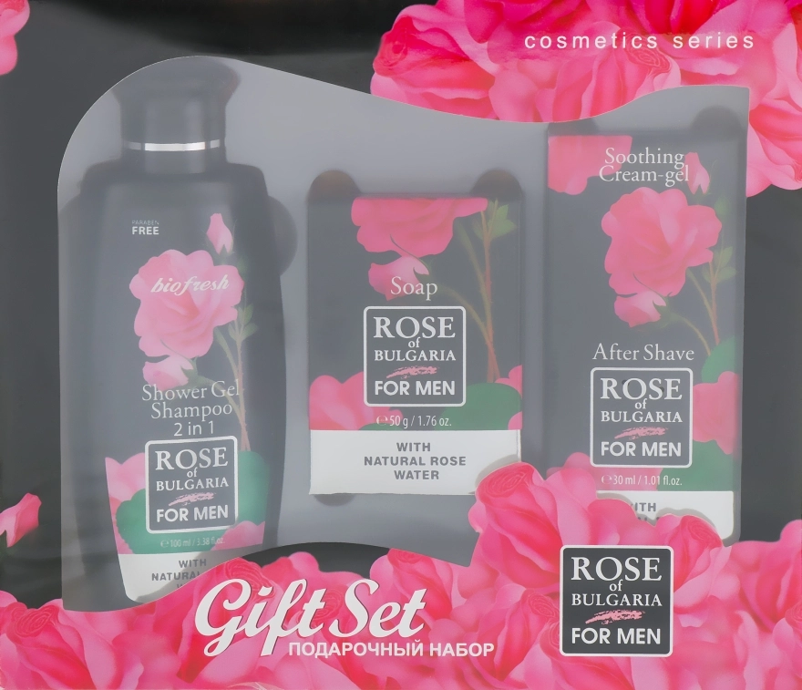 BioFresh Набор Rose of Bulgaria For Men Gift Set (sh/gel/100ml + soap/50g + aft/shave/30ml) - фото N1