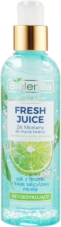 Bielenda Мицеллярный гель для умывания "Лайм" с детокс-эффектом Fresh Juice Micellar Care Detox Lime - фото N1