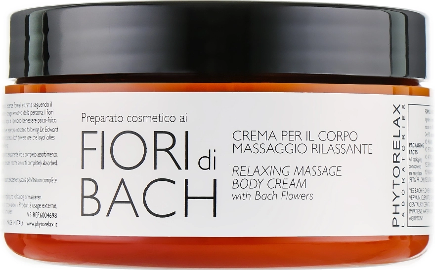 Phytorelax Laboratories Массажный крем "Bach Flowers" Fiori Di Bach Relaxing Massage Body Cream - фото N1