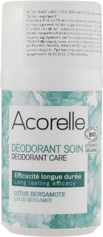 Acorelle Роликовий дезодорант-догляд "Лотос і бергамот" Deodorant Lotus Bergamote Roll On - фото N1