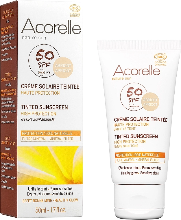 Acorelle Сонцезахисний крем для обличчя з ефектом тонування Nature Sun Cream SPF50 - фото N1