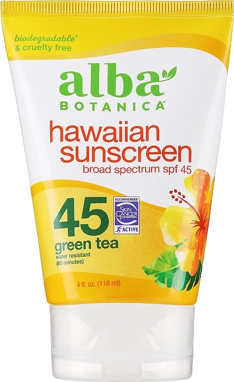 Alba Botanica Сонцезахисний засіб Natural Hawaiian Sunscreen Revitalizing Green Tea Broad Spectrum SPF 45 - фото N1