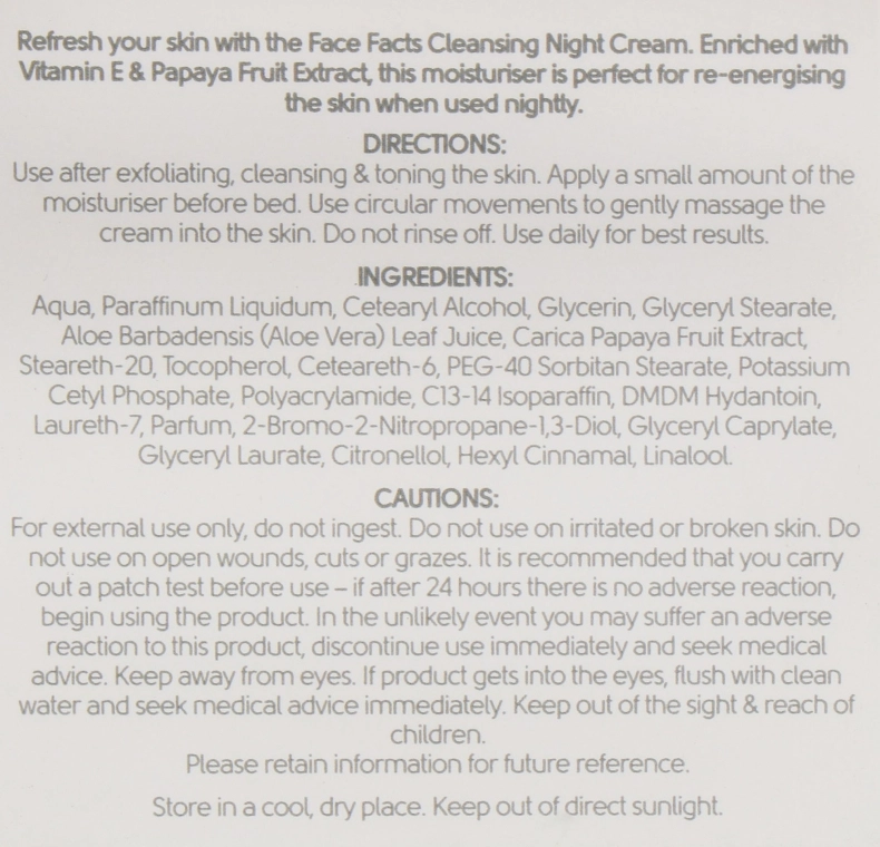 Face Facts Нічний крем для обличчя Cleansing Night Cream - фото N3