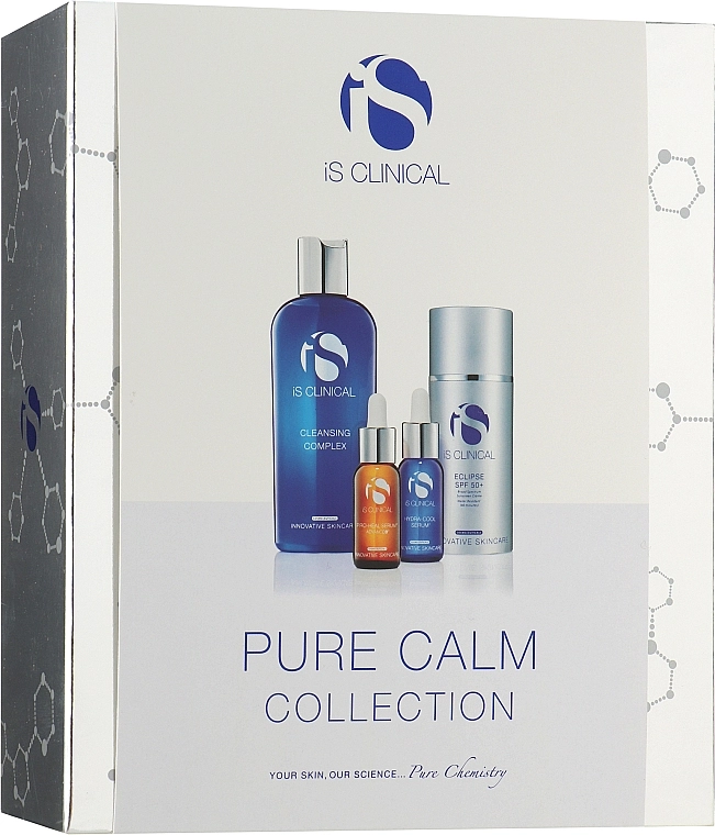 IS CLINICAL Набор от покраснений Pure Calm Collection (clean/gel/180ml + serum/15ml + serum/15ml + sun/cr/100g) - фото N1