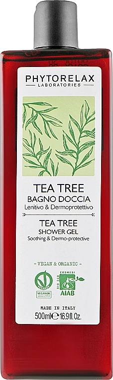 Phytorelax Laboratories Гель для душу заспокійливий та очищуючий TEA TREE Vegan&Organic PhL Tea Tree Shower Gel - фото N1