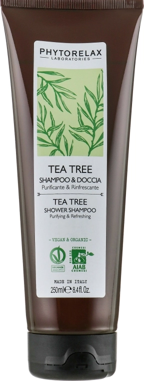 Phytorelax Laboratories Шампунь-гель для душу зволожуючий, заспокійливий, пом’якшуючий TEA TREE Vegan&Organic PhL Tea Tree Shower Gel - фото N1