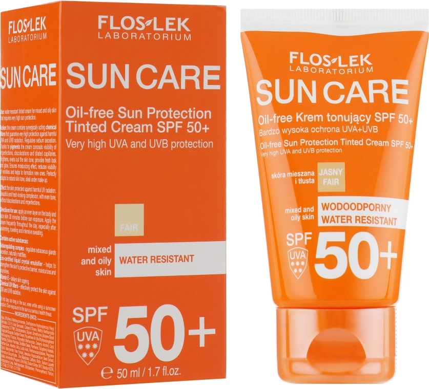 Floslek Тонирующий солнцезащитный крем без масла Oil-free Sun Protection Tinted Cream SPF 50+ - фото N1