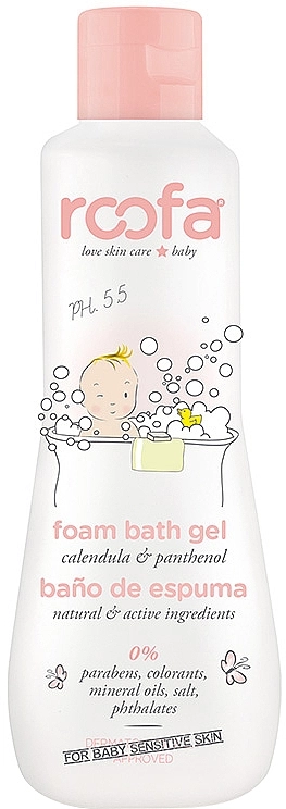 Roofa Гель-пінка для ванни з календулою та пентенолом для чутливої шкіри Foam Bath Gel - фото N1