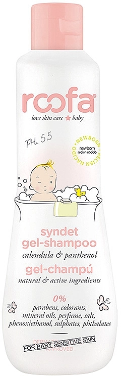 Roofa Синдет гель-шампунь з календулою та пантенолом для чутливої шкіри, з народження Syndet Gel Shampoo - фото N1
