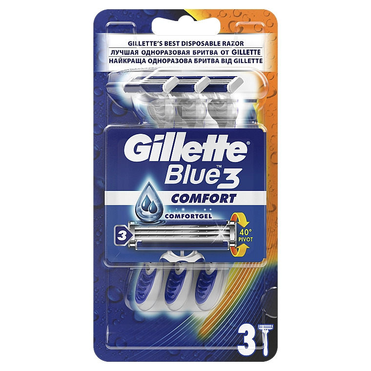 Gillette Набір одноразових станків для гоління, 3 шт. Blue 3 Comfort - фото N1