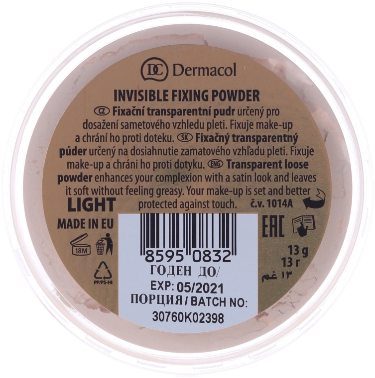 Dermacol Invisible Fixing Powder Прозрачная фиксирующая пудра - фото N9