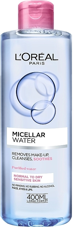 L’Oreal Paris Мицеллярная вода для сухой и чувствительной кожи лица с глицерином Skin Expert Micellar Water - фото N1