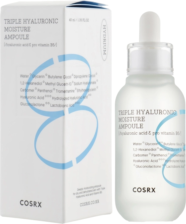 Зволожувальна ампула для обличчя - CosRX Hydrium Triple Hyaluronic Moisture Ampoule, 40 мл - фото N1