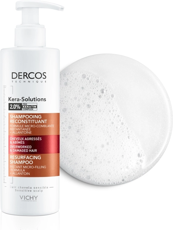 Vichy Шампунь для реконструкції поверхні пошкодженого та ослабленого волосся Dercos Kera-Solutions Resurfacing Shampoo - фото N2