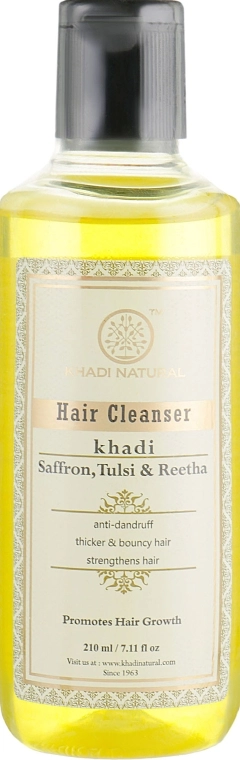 Khadi Natural Натуральный аюрведический шампунь из индийских трав "Шафран, тулси и рита" Honey & Lemon Juice Hair Cleanser - фото N1