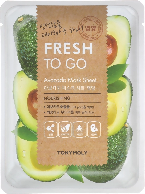 Тканинна маска з екстрактом авокадо - Tony Moly Fresh To Go Avocado Mask Sheet Nourishing, 25 г, 1 шт - фото N1