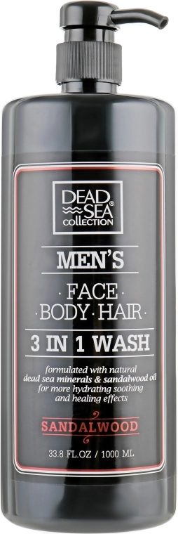 Dead Sea Collection Гель для душу, волосся і обличчя для чоловіків Men’s Sandalwood Face, Hair & Body Wash 3 in 1 - фото N1