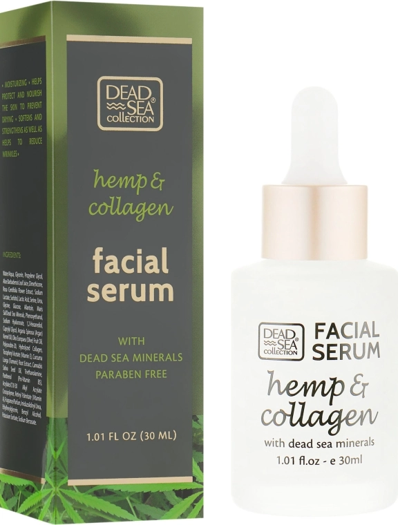 Dead Sea Collection Сироватка з екстрактом конопель, колагеном і мінералами Мертвого моря Hemp & Collagen Facial Serum - фото N1