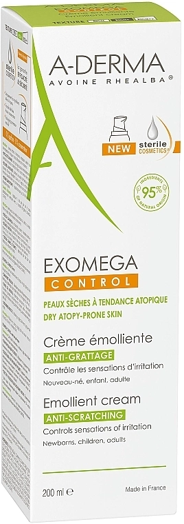 A-Derma Пом'якшувальний крем для тіла Exomega Control Emollient Cream Anti-Scratching - фото N3