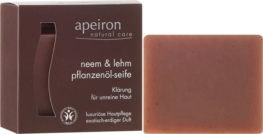 Apeiron Натуральне мило "Нім і глина" для проблемної шкіри Neem & Clay Plant Oil Soap - фото N2