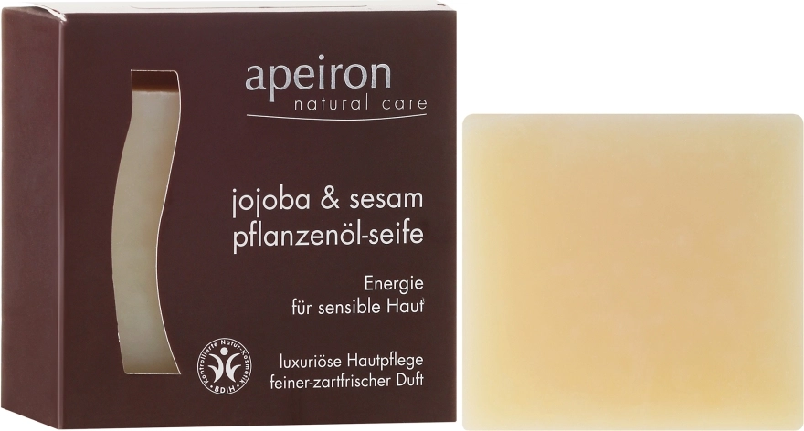 Apeiron Натуральное мыло "Жожоба и сезам" для чувствительной кожи Jojoba & Sesame Vegetable Oil Soap - фото N2