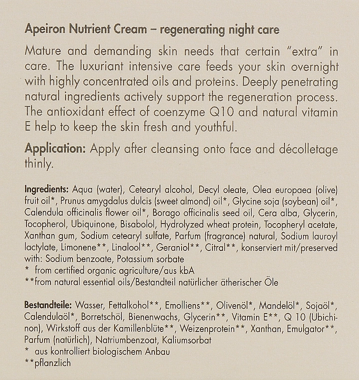 Apeiron Питательно-восстанавливающий ночной крем Nourishing Regenerating Night Cream - фото N3