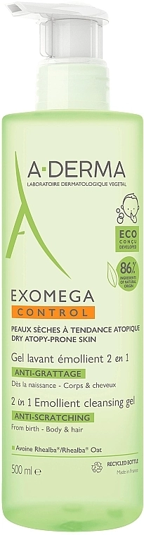 A-Derma Смягчающий очищающий гель Exomega Control Emollient Cleansing Gel 2in1 - фото N1