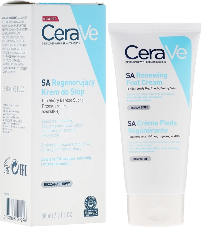 CeraVe Крем для сухої і потрісканої шкіри ніг SA Renewing Foot Cream - фото N1