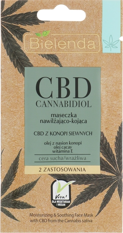 Bielenda Маска для сухої і чутливої шкіри CBD Cannabidiol Moisturizing & Soothing Mask - фото N1