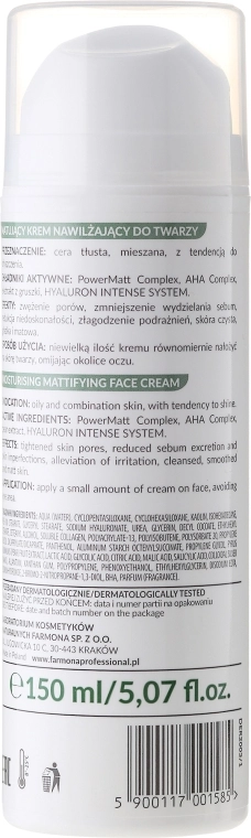 Farmona Professional Крем матирующий с содержанием AHA кислот Dermaacne+ Moisturising Mattifying Face Cream - фото N2