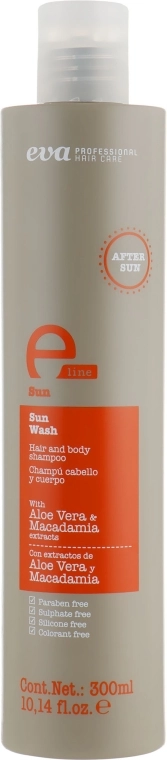 Eva Professional Шампунь "Защита от солнца" для волос и тела E-Line Sun Wash Hair and Body Shampoo - фото N1