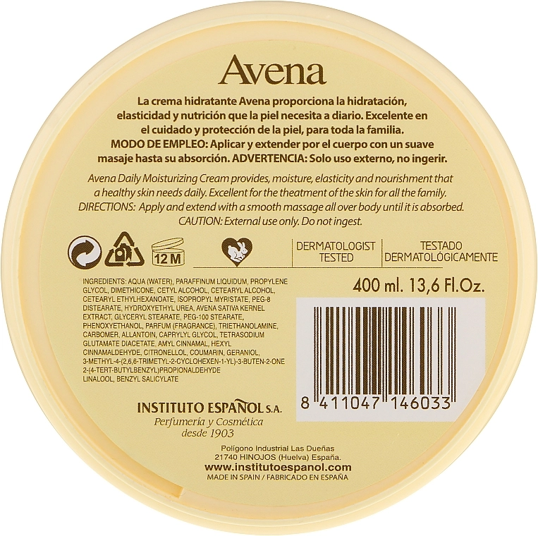 Instituto Espanol Увлажняющий крем для рук и тела Avena Moisturizing Cream Hand And Body - фото N6