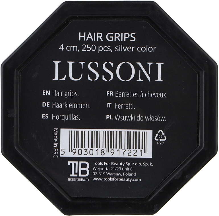 Невидимки прямые для волос серебристые - Lussoni Hair Grips Silver, 4 см, 250шт - фото N1