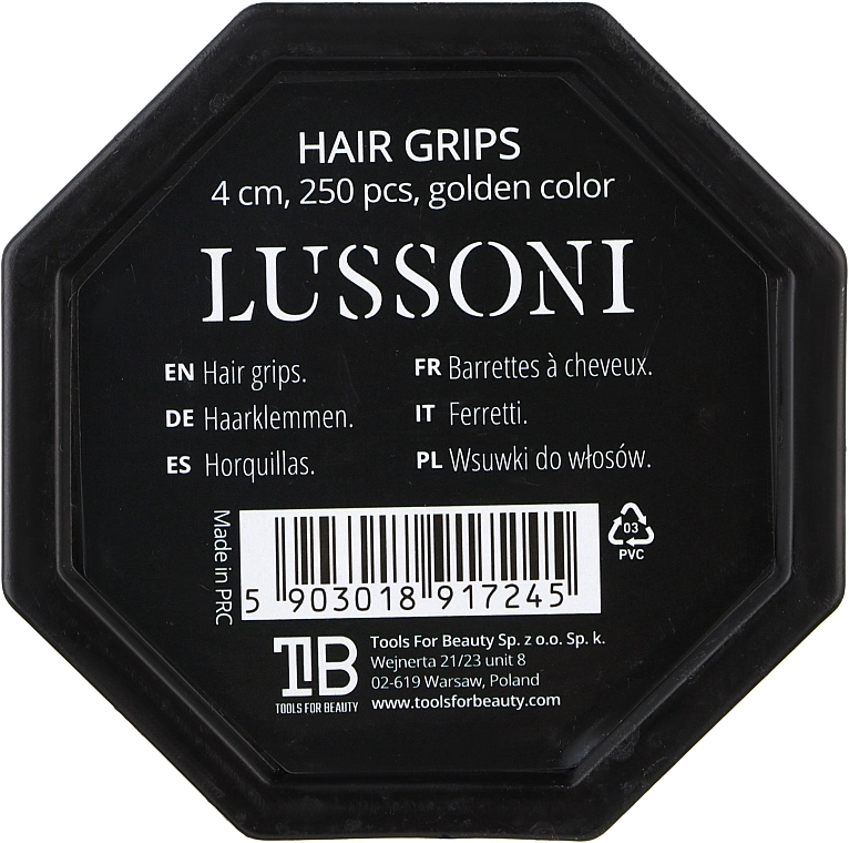 Невидимки прямі для волосся золотисті - Lussoni Hair Grips Golden, 4 см, 250шт - фото N2