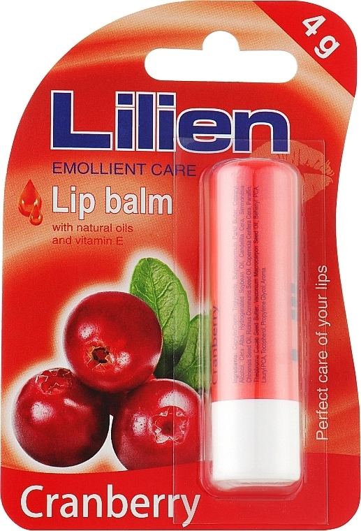 Lilien Бальзам для губ с натуральными маслами и витамином Е Lip Balm Cranberry - фото N1