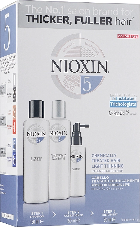 Nioxin Набор Thinning Hair System 5 Starter Kit (shm/150ml + cond/150ml + mask/50ml) - фото N1