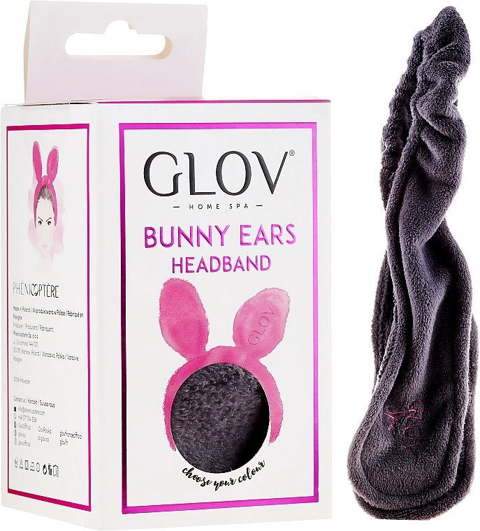 Glov Обруч-вушка, сірий Spa Bunny Ears Headband - фото N1